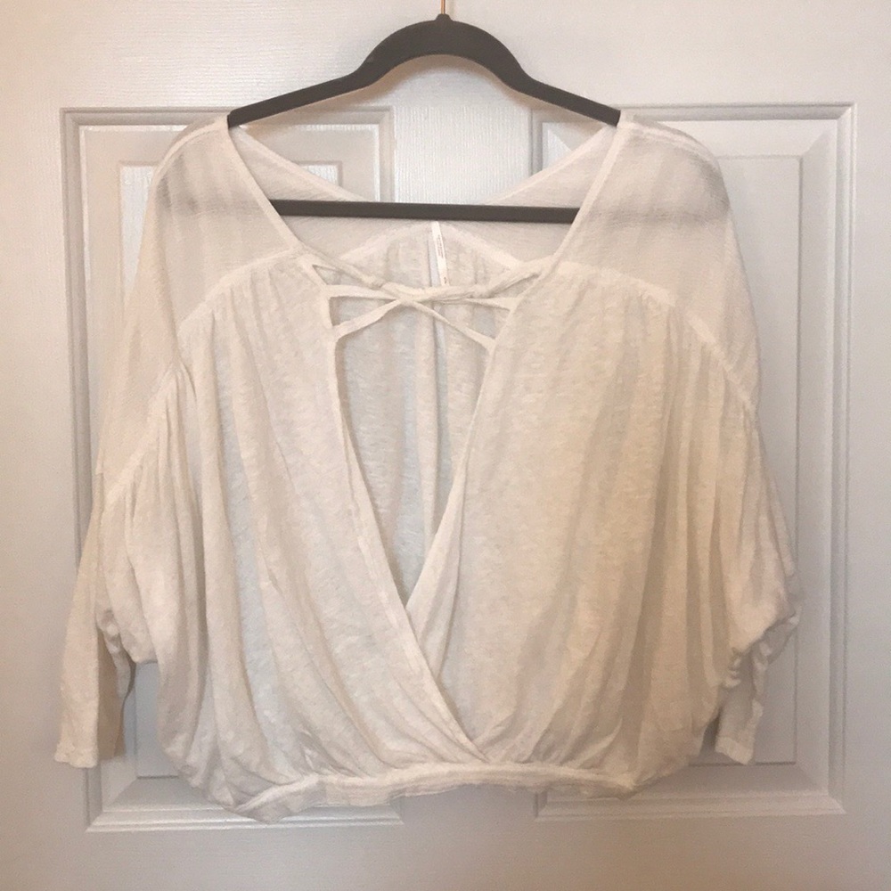 Free People open front white top